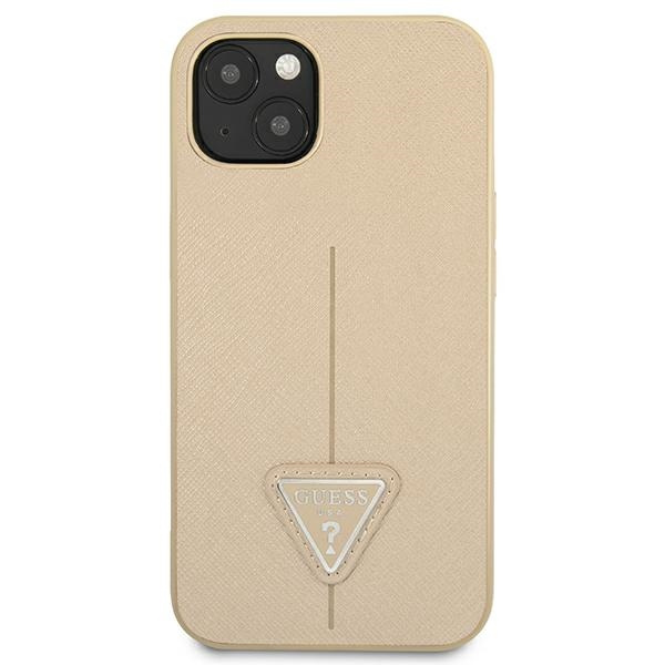 Guess GUHCP14SPSATLE iPhone 14 / 15 / 13 6.1" beżowy/beige hardcase SaffianoTriangle Logo