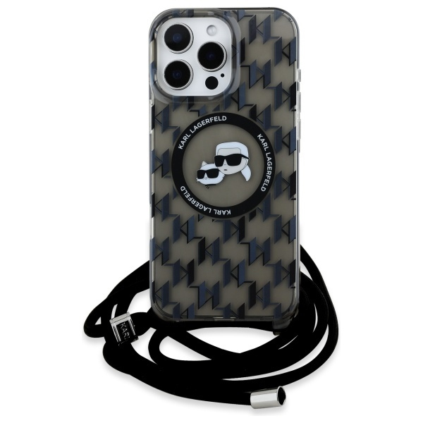 Karl Lagerfeld KLHMP16XHCKCKLCK iPhone    16 Pro Max 6.9" czarny/black hardcase IML Crossbody Monogram Karl & Choupette Head MagSafe