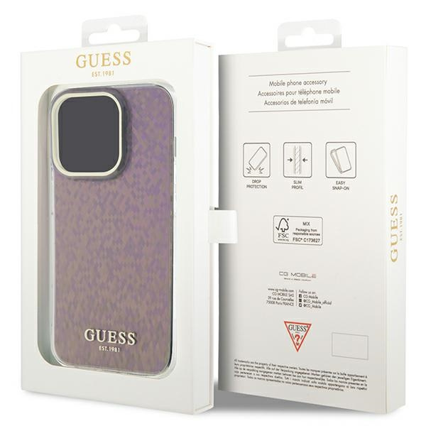 Guess GUHCP15XHDECMP iPhone 15 Pro Max 6.7" różowy/pink hardcase IML Faceted Mirror Disco Iridescent