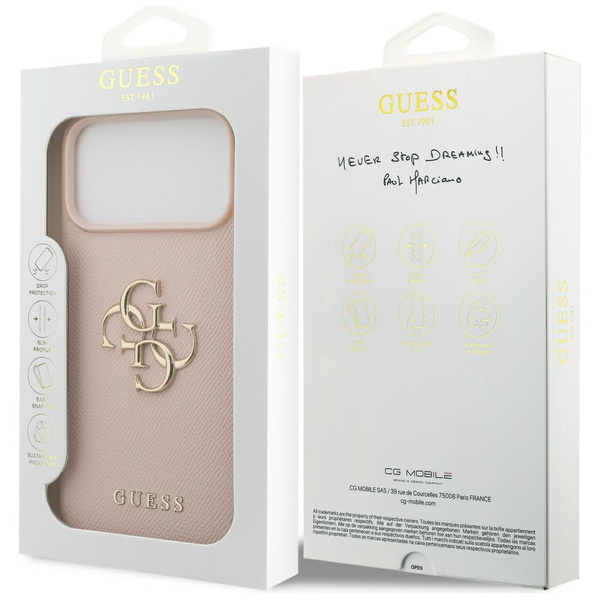 Etui Guess Grained Big 4G & Classic Logo do iPhone 17 Pro Max różowy
