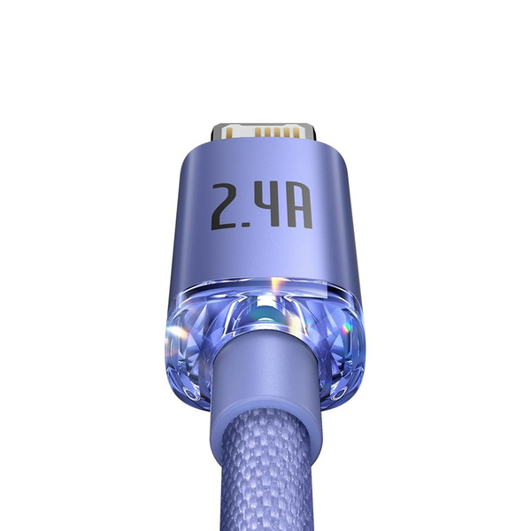 Baseus Crystal Shine Series cable USB cable for fast charging and data transfer USB Type A - Lightning 2.4A 2m purple (CAJY000105)