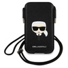 KARL LAGERFELD HANDBAG KLHCP12MOPHKHK 6.1 "BLACK/BLACK HARDCASE SAFFIANO IKONIK KARL`S HEAD