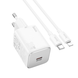 Ładowarka sieciowa do telefonu Hoco USB C QC PD 20W + kabel USB C do Lightning N40 biała