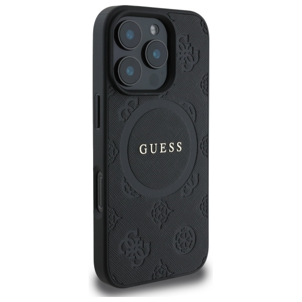 Guess GUHMP16LPSAPSMEK iPhone 16 Pro 6.3" czarny/black hardcase Saffiano Peony Classic Logo MagSafe