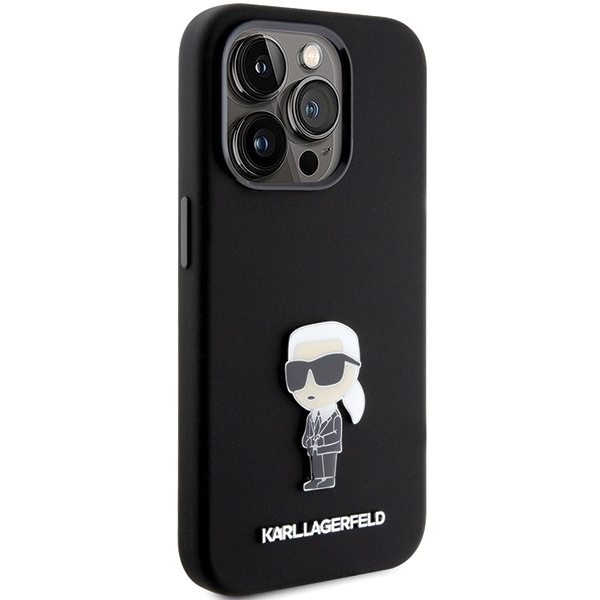 KARL LAGERFELD KLHCP15XSMHKNPK IPHONE 15 PRO MAX 6.7" CZARNY/BLACK SILICONE IKONIK METAL PIN