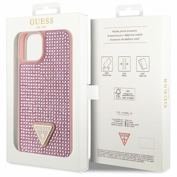 Guess GUHCP14SHDGTPP iPhone 14 / 15 / 136.1" różowy/pink hardcase Rhinestone Triangle