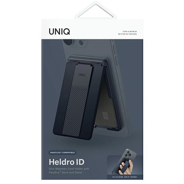 Uniq Heldro ID magnetic wallet with support and band - navy blue