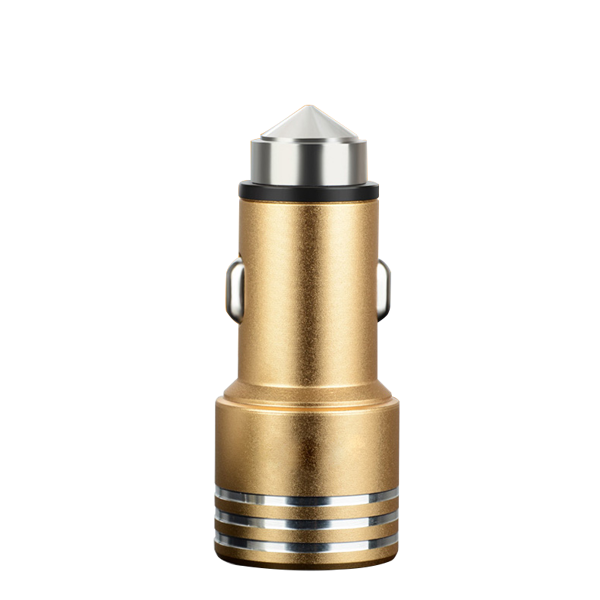 (4538) MOCOLO CAR CHARGER 2XUSB FAST CHARGER GOLD LOADER + TYPE-C CABLE WHITE