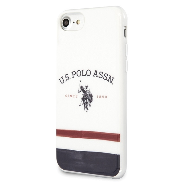 Etui U.S. Polo Assn. Tricolor Pattern Collection na iPhone 7 / 8 / SE 2020 / SE 2022 - białe