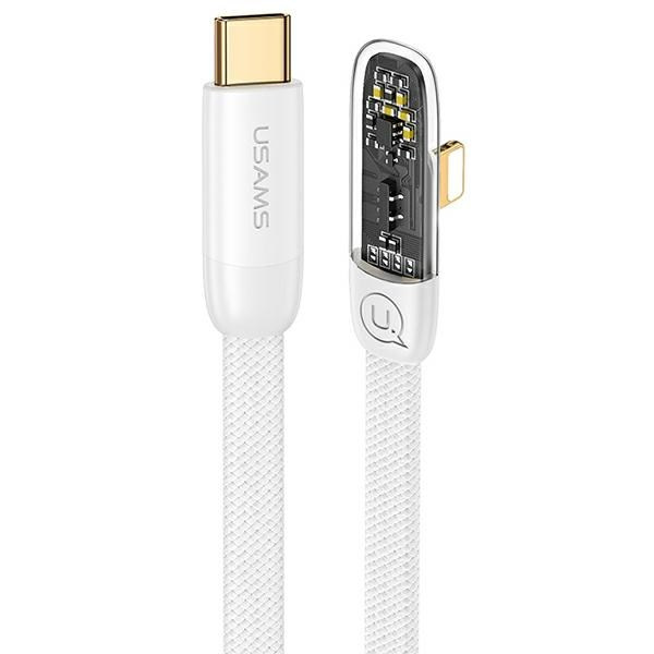 USAMS KABEL KĄTOWY USB-C NA LIGHTNING PD 20W FAST CHARGING ICEFLAKE SERIES 1,2M BIAŁY /WHITE SJ583USB02 (US-SJ583)