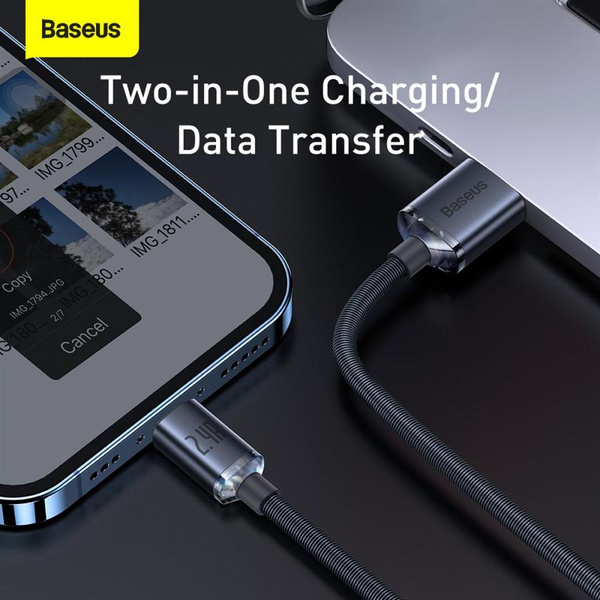 Baseus Crystal Shine Series cable USB cable for fast charging and data transfer USB Type A - Lightning 2.4A 1.2m black (CAJY000001)