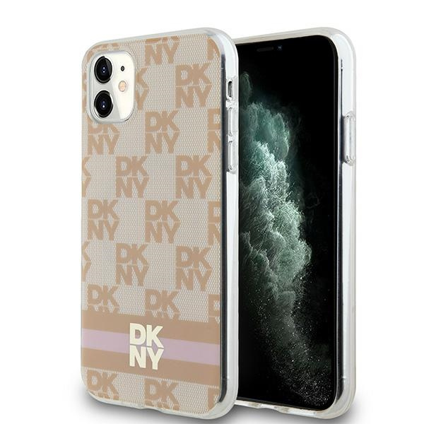 DKNY DKHMN61HCPTSP iPhone 11 / Xr6.1" różowy/pink hardcase IML Checkered Mono Pattern & Printed Stripes MagSafe