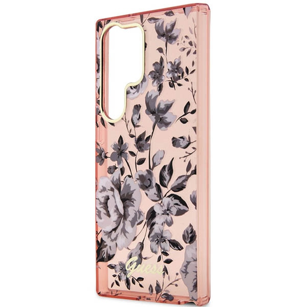 Guess GUHCS23LHCFWSP S23 Ultra S918różowy/pink hardcase Flower Collection