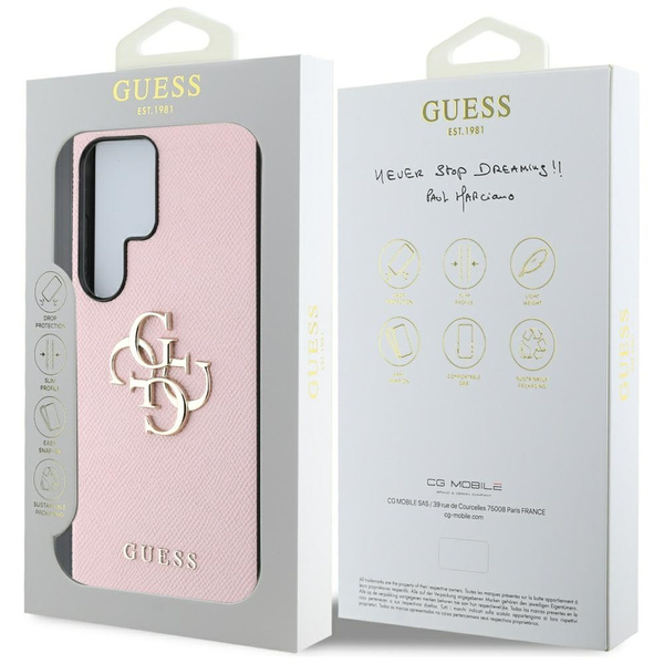 Etui Guess Grained Big 4G Logo Small     Classic Logo do Samsung Galaxy S25 Ultra różowy