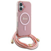 Guess GUHMP16SHCTSGNSP iPhone 16 6.1"    różowy/pink hardcase Crossbody Cord Script MagSafe