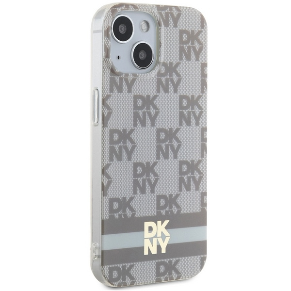 DKNY DKHMP15SHCPTSE iPhone 15 / 14 / 136.1" beżowy/beige hardcase IML Checkered Mono Pattern & Printed Stripes MagSafe