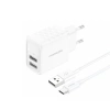 FONENG wall charger EU53 2.4A 12W 2xUSB + cable USB-C White