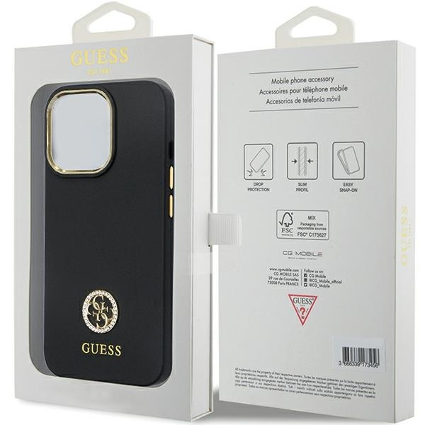 GUESS GUHCP13LM4DGPK IPHONE 13 PRO / 13 6.1" CZARNY/BLACK HARDCASE SILICONE LOGO STRASS 4G