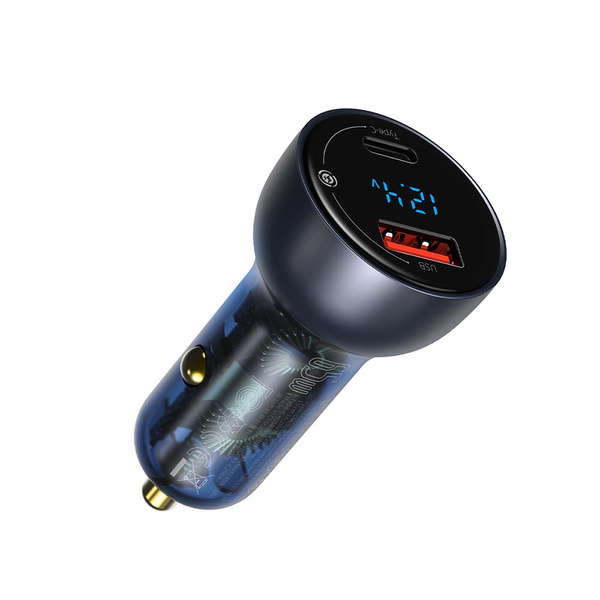 Baseus USB / USB Type C car charger 65 W 5 A SCP Quick Charge 4.0+ Power Delivery 3.0 LCD screen gray (CCKX-C0G)