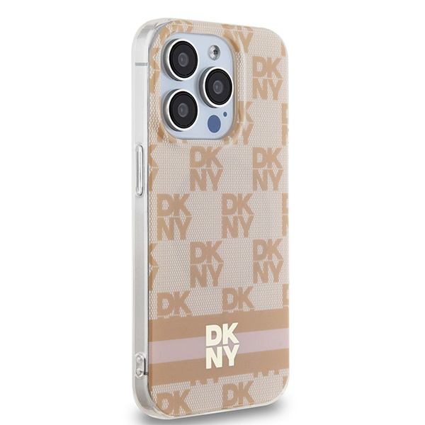 DKNY DKHMP15LHCPTSP iPhone 15 Pro6.1" różowy/pink hardcase IML Checkered Mono Pattern & Printed Stripes MagSafe
