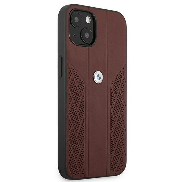 Etui BMW BMHCP13MRSPPR iPhone 13 / 14 /  15 6.1" czerwony/red hardcase Leather Curve Perforate