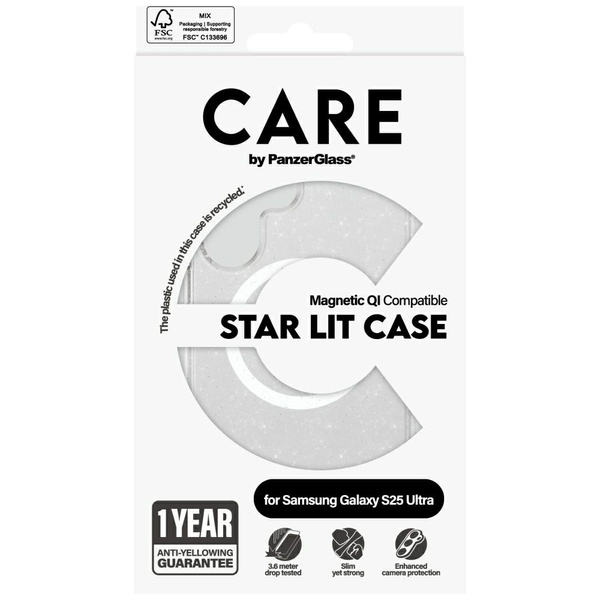 Etui CARE by PanzerGlass Flagship Urban   Combat StarLight White QI do Samsung Galaxy S25 Ultra przezroczysty