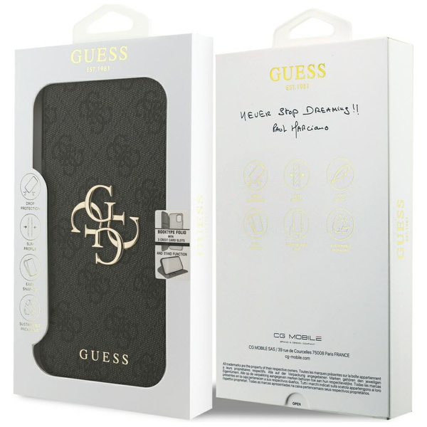 Etui Guess Book 4G Metal Logo do iPhone  17 Pro Max czarny