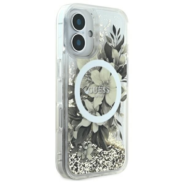 Guess GUHMP16SLFMWTE iPhone 166.1" beżowy/beige hardcase Liquid Glitter Flower MagSafe