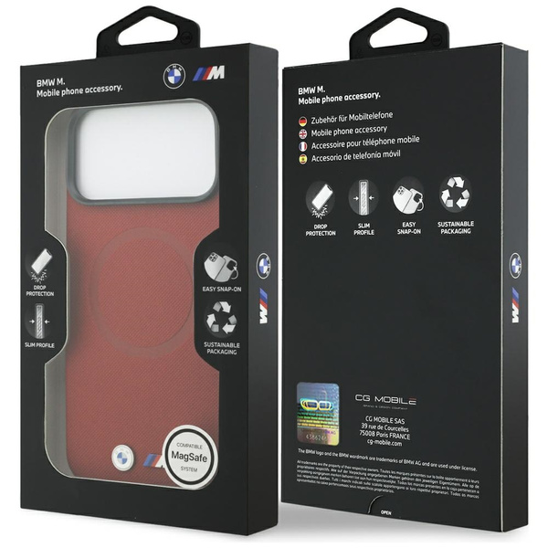 Etui BMW M FW Metal Logo MagSafe do      iPhone 17 Pro Max czerwony
