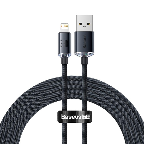 Baseus Crystal Shine Series cable USB cable for fast charging and data transfer USB Type A - Lightning 2.4A 2m black (CAJY000101)