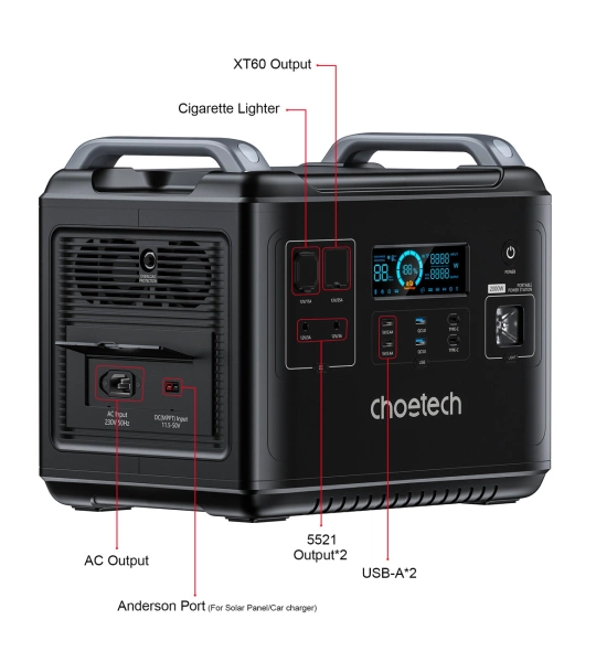 Choetech portable power station LiFePO4 1997Wh 2000W power bank black (BS006 Super Mini)