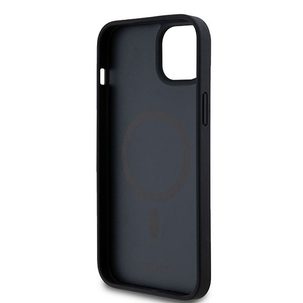DKNY DKHMP15MPSHRPSK iPhone 15 Plus /14 Plus 6.7" czarny/black hardcase Leather Monogram Pattern Metal Logo MagSafe