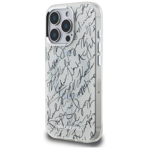 Etui Karl Lagerfeld IML Karl Script      Pattern MagSafe do iPhone 16 Pro Max biały