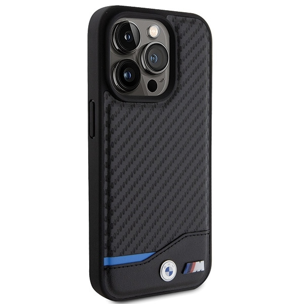 Etui BMW Leather Carbon na iPhone 15 Pro - czarne
