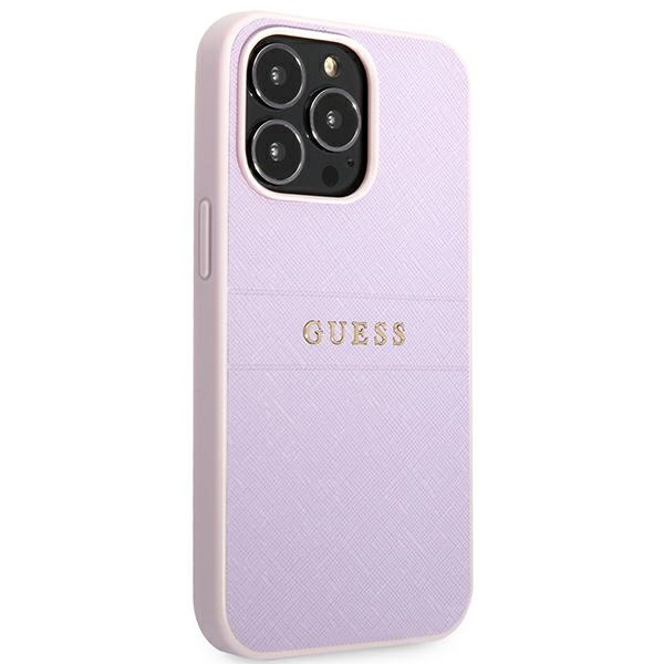 Guess GUHCP13LPSASBPU iPhone 13 Pro / 136,1" fioletowy/purple Saffiano Hot Stamp & Metal Logo