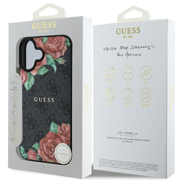 Guess GUHMP16SP4ROPEMCK iPhone 16 6.1"   czarny/black hardcase 4G Flowers Print MagSafe