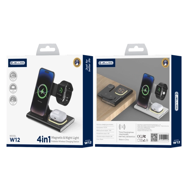 JELLICO wireless charger 3in1 W12 15W Black