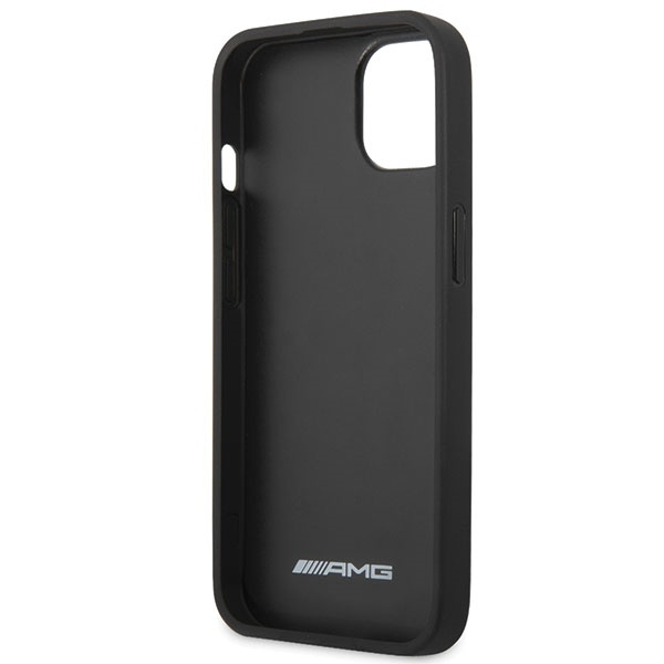AMG AMHCP13MOSDBK IPHONE 13 / 14 / 15 6.1" CZARNY/BLACK HARDCASE LEATHER CURVED LINES