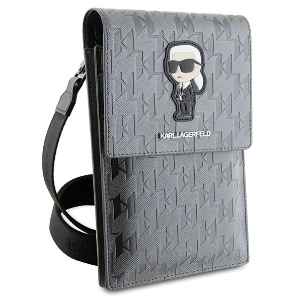 Karl Lagerfeld Bag KLWBSAKHPKG case - silver Saffiano Monogram Ikonik
