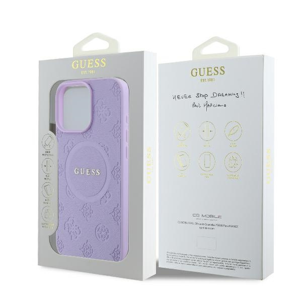 Guess GUHMP16LPSAPSMEU iPhone 16 Pro6.3" fioletowy/purple hardcase Saffiano Peony Classic Logo MagSafe