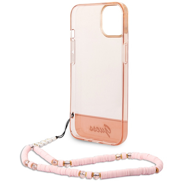 Guess GUHCP14MHGCOHP iPhone 14 Plus / 15 Plus 6.7" różowy/pink hardcase Translucent Pearl Strap