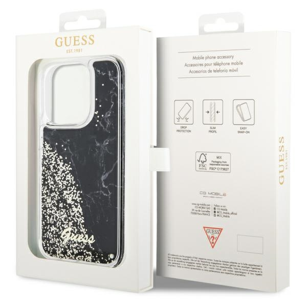 Guess GUHCP14LLCSGSGK iPhone 14 Pro 6.1"czarny/black hardcase Liquid Glitter Marble
