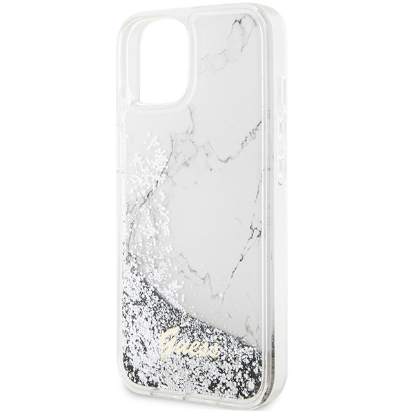 Guess GUHCP14SLCSGSGH iPhone 14 / 15 /13 6.1" biały/white hardcase Liquid Glitter Marble