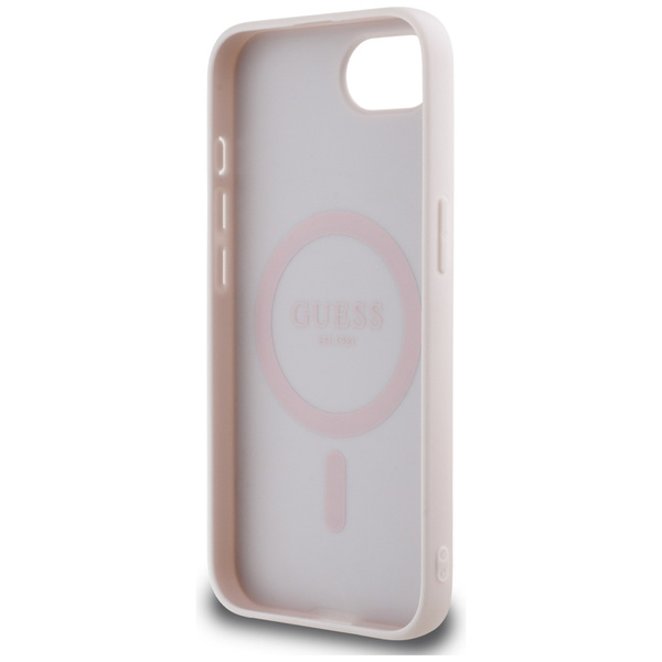 Etui Guess Peony Script Logo MagSafe do  iPhone 16e brązowy