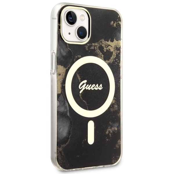 Guess GUHMP14SHTMRSK iPhone 14 / 15 / 136.1" czarny/black hardcase Golden Marble MagSafe