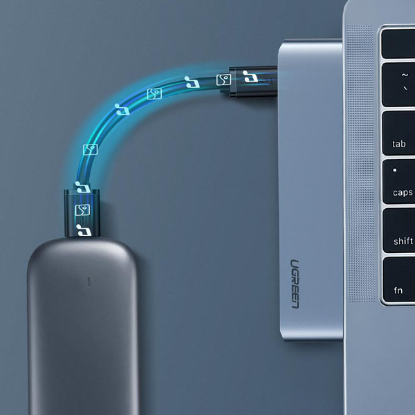 Ugreen multifunctional HUB 2x USB Type C to 3x USB 3.0 / TF / SD / USB Type C for MacBook Pro / Air gray (CM251 60560)