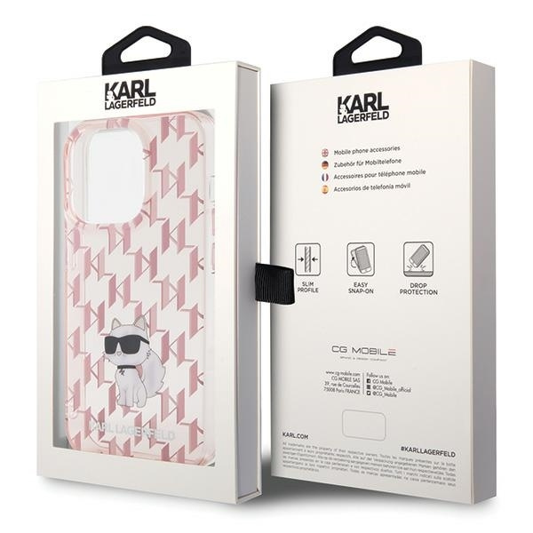 Karl Lagerfeld Monogram Choupette case for iPhone 15 Pro Max - pink