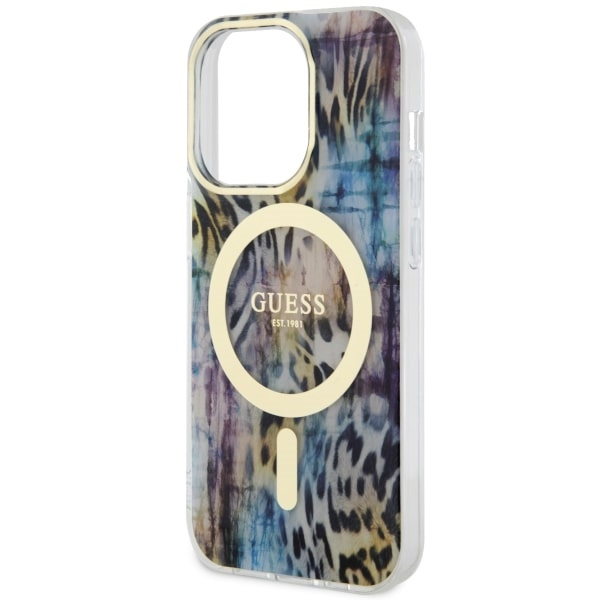Guess GUHMP14XHLEOPWB iPhone 14 Pro Max6.7" niebieski/blue hardcase Leopard MagSafe