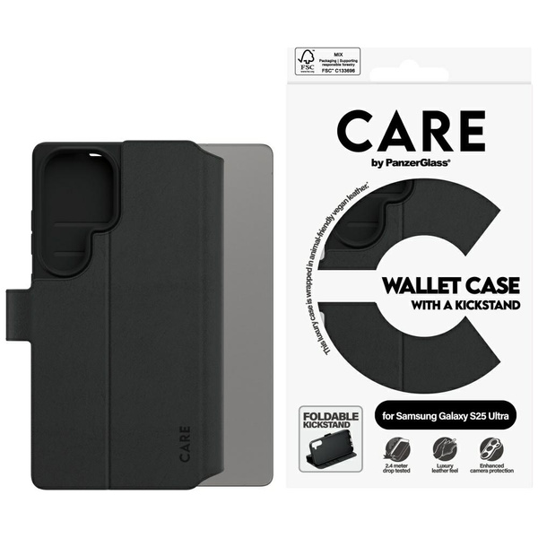 Etui CARE by PanzerGlass Feature Wallet   Kickstand do Samsung Galaxy S25 Ultra czarny