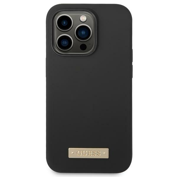 Guess GUHMP14LSBPLK iPhone 14 Pro6,1" czarny/black hard case Silicone Logo Plate MagSafe